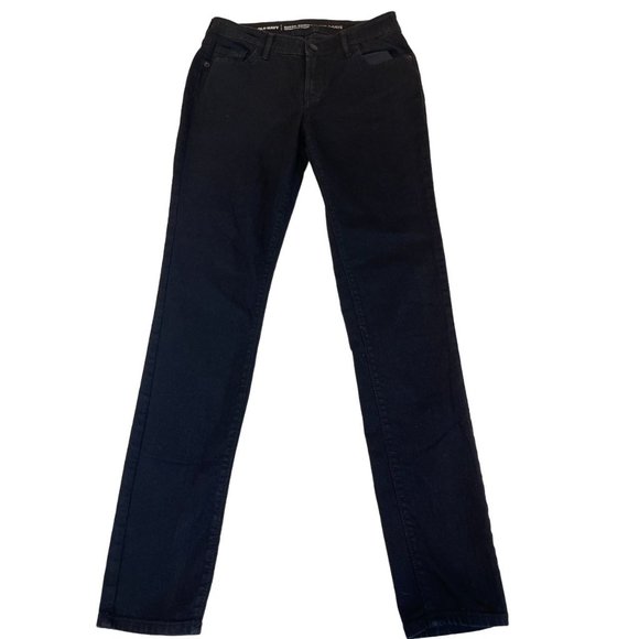 Old Navy Womens Super Skinny Jeans Denim Mid Rise Stretch 5 Pockets Black Size 4 - Picture 1 of 10